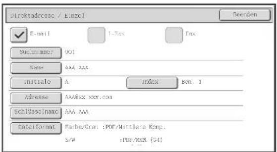 Süroktadresso / Einzel Deer&en E-mail 1-Tax Fax Suclummater OUT Name AAA AAA initiello A Jedcx Bon. 1 Adresse AAA&xx xxx.com Schlüsselname AAA AAA DateFormat Farbe/Gral :PDF/Mittlera Komp. S/W tPDF/RKB (G4)