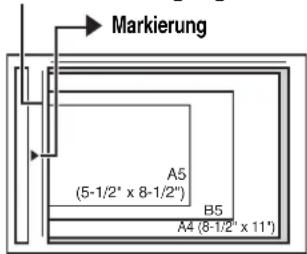 Markierung A5 (5-1/2" x 8-1/2") B5 A4 (8-1/2" x 11")