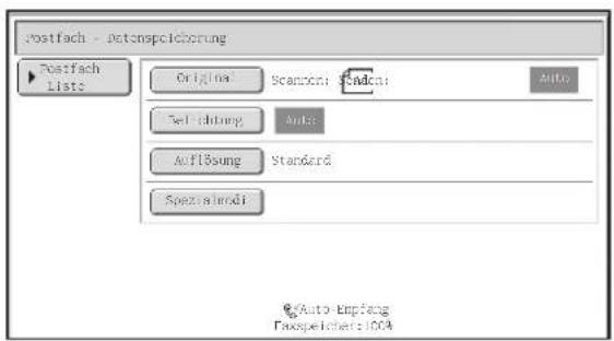 Postfach - Octenspeicherung Postfach Lists Original Scanlon: 040000 Auto Self-ohbung Auto- Auflösung Standard Spezifferöbi Auto-kapfang Faxspeichener:1004