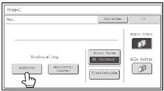 Stompel Text Aborechen CX Krate Seite Vorsinstellung Druck Farbe Bk (Schwarz) Alle Seiten Aufrufen Speichern/ Löschen Direktelingsabe