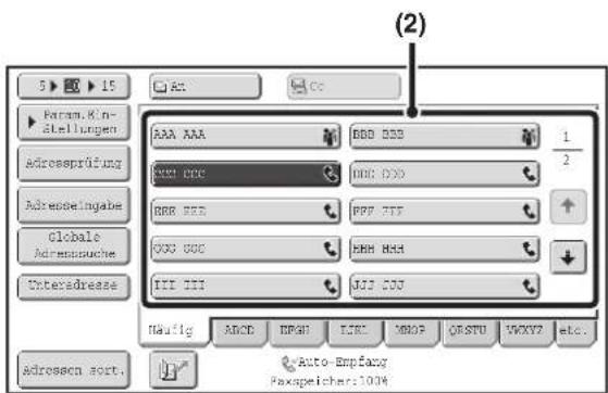 (2) 5 ▶ 15 Param.Kin- stellungen Adressprüfung ADressbelingabe Globale Adresspapiere Interadresse AAA AAA DDD DDB 1/2 XXX DDC XXX DDD RRB RDE RPP FTF XXX DCC HHH HHA III TSS AJF DSV Nauflg ADO RPGH LINC MROF ORSTU VXXY2 etc. Adressen sort. Auto-Empfancy Faxspeicher:1004