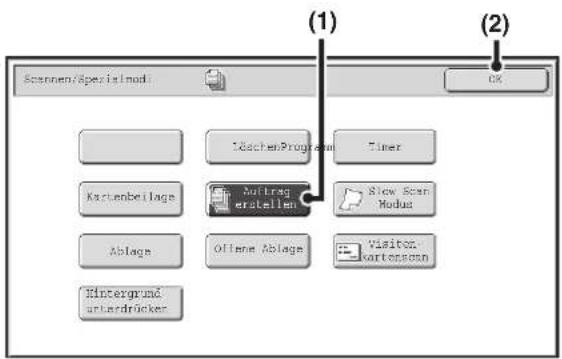 Scannen/Specialnod 10.3400Program Timer Kartenbeilags Auftrag erstellen Show Scan Modus Ablags Offene Ablags Visitor, vortensplan Hintergrund unterdrücker OK