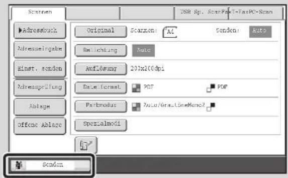 Scrannen Original Scrannen: AI Sendeni: Auto Adressbruck Adressmiergabe Beilichtung Auto Einst. senden Aufsteuern 200x200dpi Adressprüfung Date format PDF PDF Parbmodus Auto/GratLineMono2 Spazialmodi Ablage Offene Ablage Sendin