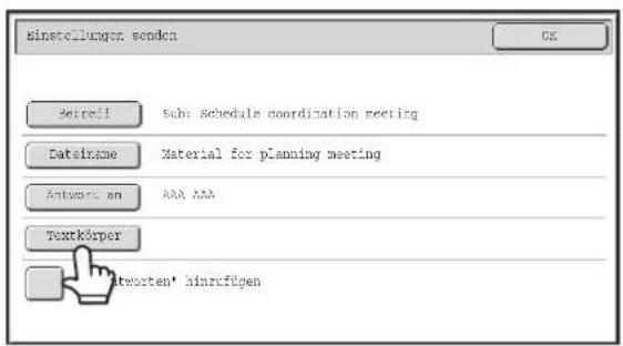 Einstellungen senden Setteil Sub: Schedules coordination meeting Date/Time Material for planning meeting Antwort an AAA AAA Textkörper Antworten' einzufügen