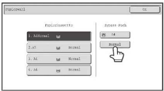 Papierwall OK Papierkassette 1. AdNormal 2. A5 Normal 3. Ad Normal 4. A4 Normal Sypass Mach 54 Normal