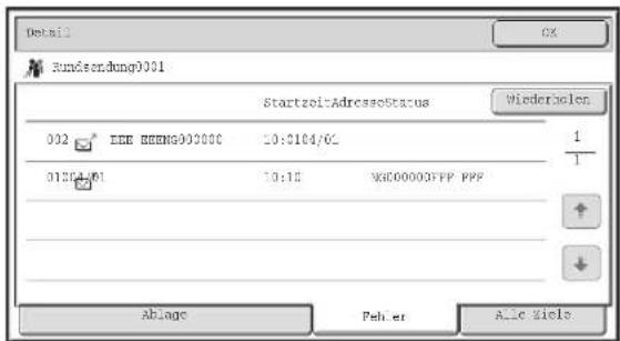 Detail OK Rumfesendung0001 StartzeitAdressoStatus Wiedericlen 002 IEE BEENG00000 10:0104/62 01301.01 10:15 WEC00003FPP PPP Ablarge Pehler Alle Ziele