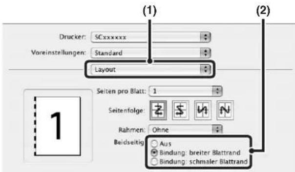 Drucker: SCxxxxxx Voreinstellungen: Standard Layout Seiten pro Blatt: 1 Seitenfolge: Rahmen: Ohne Beidseitig: Aus Bindung: breiter Blattrand Bindung: schmaler Blattrand