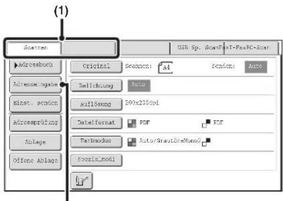 (1) Scanen U8B Sp. ScanPaxT-PaxPC-Scan Adressbuch Original Scanen: AI Session: Auto Bellingung Auto Aflösung 200x200doi Datelforat PDF FDP Facmodus Auto/GrautöreMono? Spezialnodi