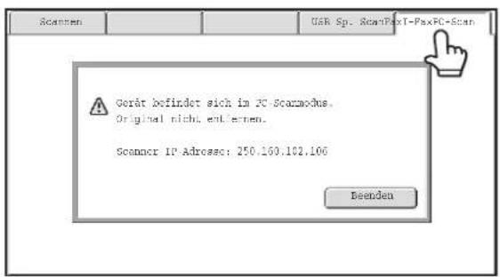 Scanten USR Sp. ScanPaxT-PsxPC-Scan Gerät befindet sich im PC-Scamodus. Original nicht enternen. Scanner IP Adrosse: 250.160.102.106 Deenden