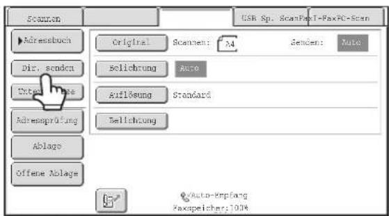 Scanen Adressbuch Dir. senden Other Image Adressprüfung Ablags Offene Ablags Original Scanen: M4 Senden: Auto Solichung Auto Anflösung Standard Delichung Auto-Empfang Faxspeicher:100% 5°