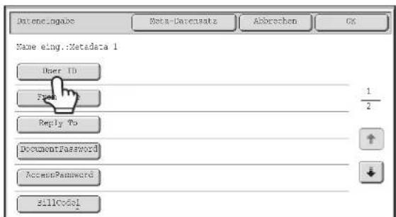 Datenceingabe Beta-Darcissatz Abbrechen OK Name eing.:\Metadata 1 User ID Form To Reply To DocumentPassword AccessPassword sillCode1 1/2
