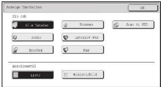 Anzeige Daschalten Pro Job Alle Deteler Scanmen Scan to HDD Xopio Internet Fax Drucker Fax Anzeigenstil Lists Miniaturbild