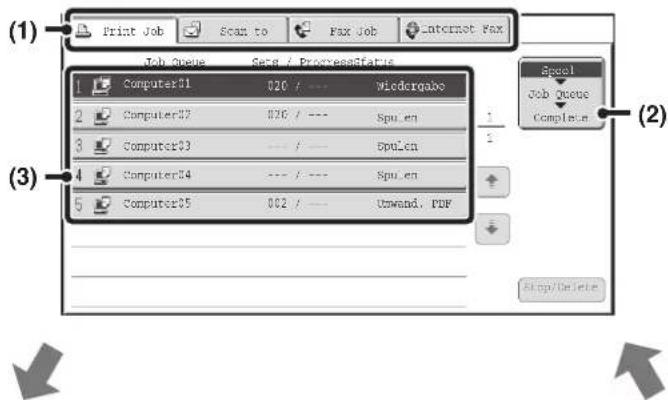 (1) Print Job Scan to Fax Job Internet Fax Job Queue Gens / ProcessStatus (2) Computer31 020 / --- Wiedergabe Computer32 020 / --- Spu_en Computer33 --- / --- Spu_en Computer34 --- / --- Spu_en Computer35 002 / --- Unwand, PDF (3) Accel Job Queue Complete Attach/Delete