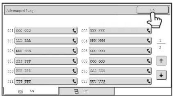 SHARP MX-C381 - ÜBERPRÜFEN UND LÖSCHEN EINGEGEBENER ZIELE - 2