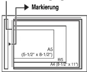 Markierung A5 (5-1/2" x 8-1/2") B5 A4 (8-1/2" x 11")