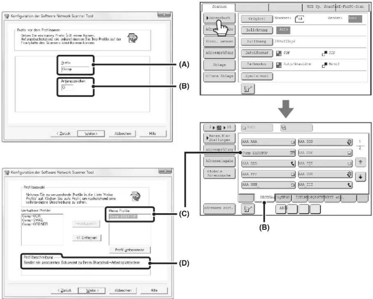 Konfiguration der Software Network Scanner Tool Protix vor dem Profilingen Deben Sie ein kurzes Protix (c.B. einem Namen, Anfangbuchobahend ein unhand worden Sie Ihre Profile auf der Frontplatte des Scanners identieren können) Protix Comp Anfangszeichen 0 (A) (B) < Zurück Walter> Abtrechen Hite Scanen USB Sp. ScanFaxI-FaxPC-Scan Adressbuch Original Scanen: 54 Senden: Auto Address Info Selichung Auto Rinst. senden Auflösung 700x233dpi Abscrssprüfung Dateiformat PDF ISO Ablage Farbmodus Auto/Graulöhe Mono2 Offene Ablage Aperla modi 5 > 15 Param. Rin- Stellungen AAA AAA AAA CCC 1 2 Abscrssprüfung Comp-DESEXTOP AAA CCC Address-ingabe AAA EDD AAA CCC Globale AAA FFE AAA USO AAA HXXX AAA XXXI ABCDHausigTPGII TJKINNORPORSTUPKXY7 etc. Addressen sort. ADD (A) (B) (C) (D) Profibuswahl Nehmen Sie zu verwendende Profile in die Lists 'Keine Profile' auf. Kloten Sie auch Profit um nachstehend eine Vollständbare Beschreibung zu sehen. Verfügbare Profile: Comp-OCR Comp-MAIL Comp-ORDNER Meine Profile Comp-DESEXTOLI Heinzuron> << Entfernen Profil unberehenar Profilbeschreibung Sendet ein gesamttes Dokument zu Ihrem Sharpdesk-Arbeitsplatzordener. < Zurück Walter> Abtrechen Hite