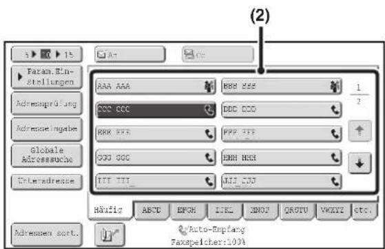 5 ▶ 15 Param. Bin- stellungen Adrengpräfung Adrengelngabe Globale Adressuche Interadresse AAA AAA CCC CCC RRK FSS CGG GGC HIT TII RBB CCC DDD DDD PPP FTT RHH HGH MIF IIO Häufig ABCD BFCH IREI ZNDJ QRTU VWXYZ Ste. Adreschen sort. Auto-Empfang Faxspelcher:100%