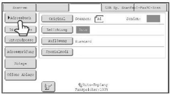 Scanpen Adressbuch Di Unteradresse Adressprüfung Ablage Offone Ablage Original Scanpen: AI Revision Auto Auflösung Standard Spezialmodi Auto-Bepfang Faxspelcher:100% USR Sp. ScanPaxI-FaxPC-Scan