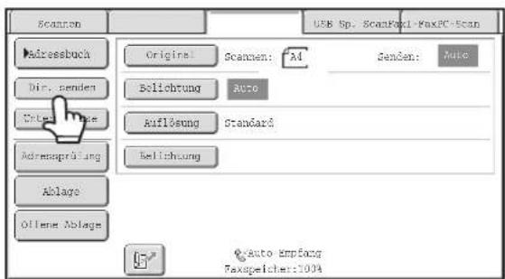 Scanen Addressbuch Dir. senden Crista Adressprüfung Ablage Offene Ablage Original Scanen: AM Senden: Auto Scheichung Auto Auflösung Standard Sellichtung Auto empfang Faxspelcher:1004