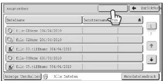 Kauptorder DateName Benutzname.com file-01Name 104/04/2010 file-02Name 204/04/2010 file-03.tiffname 304/04/2010 file-04Name 404/04/2010 file-05.tiffname 504/04/2010 Anzeige Omschalten Alle Datelen ZurlikStuck Mekrdatelendruck