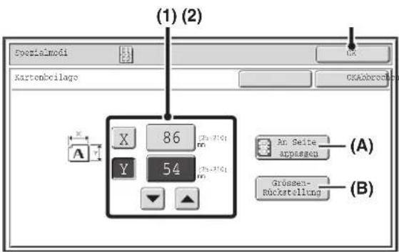 (1) (2) Kostenbeilage X 86 Y 54 An Seite arpassen Grossen- Rückstellung (A) (B)