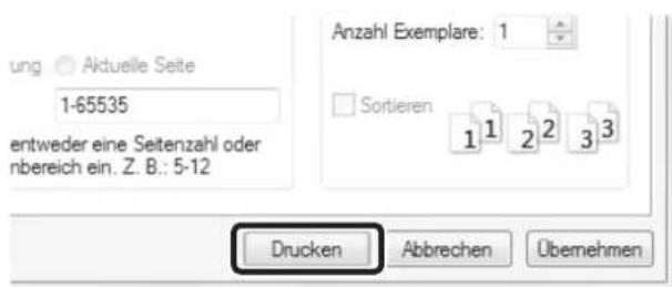 ung • Aktuelle Seite 1-65535 entweder eine Seitenzahl oder nbereich ein. Z. B.: 5-12 Anzahl Exemplare: 1 Sortieren 1 1 2 2 3 3 Drucken Abbrevchen Obemehmen