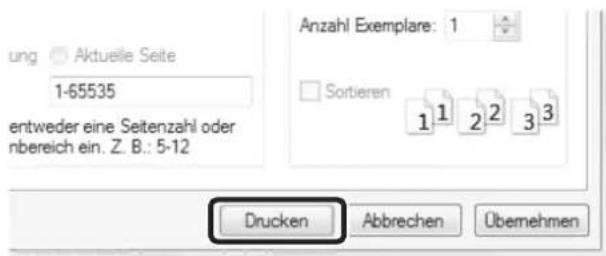 ung Aktuelle Seite 1-65535 entweder eine Seitenzahl oder nbereich ein. Z. B.: 5-12 Anzahl Exemplare: 1 Sortieren 1 1 2 2 3 3 Drucken Abbrechen Übemehmen