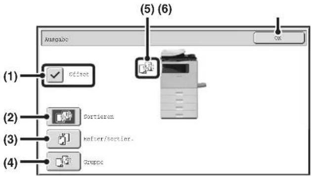 (1) (2) (3) (4) Offset Sortieren Kefter/Sortier. Gruppe (5) (6) Ausgabe OK