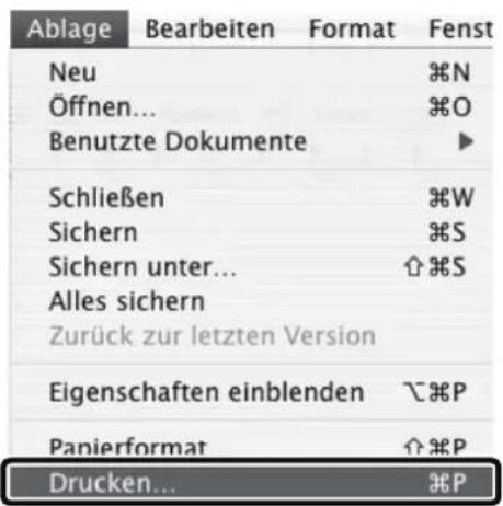 Ablage Bearbeiten Format Fenst Neu Öffnen... Benutzte Dokumente Schließen Sichern Sichern unter... Alles sichern Zurück zur letzten Version Eigenschaften einblenden Panierformat Drucken... KPN