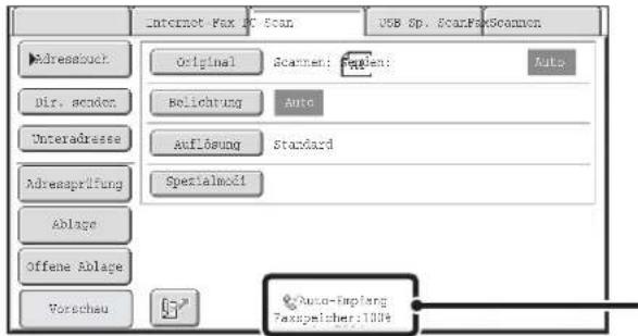 Internet Fax 2C Scan USB Sp. ScanFaxScan Adressbuch Dir. senden Interadresse Adressprüfung Ablage Offene Ablage Vorschau Original Scanner: Fampen: Auto Belichung Auto Auflösung Standard Spezialmodi Auto-Empfang Taxpsicherer:100%