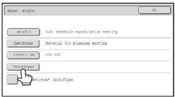 Einst. sänder. Setreil Sub: Schedules coordination meeting Datelnizme Material for planning meeting Antwarkn an AAA AAA Textkörper Antwerten' hinzufügen