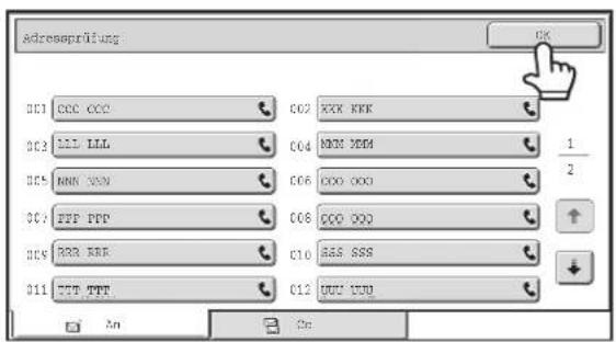SHARP MX-C382SC - ÜBERPRÜFEN UND LÖSCHEN EINGEGEBENER ZIELE - 2