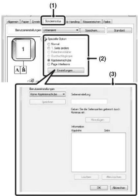 (1) Algaron Papier Enwets Sondereodus Ab Handling Wasserzeichen Faibe Benutzereinstellungen Unbenannt Sosichem Standard Spezielle Option Normal 1. Sets andere Fokertensbläte Durchschnittskopie Kaptoerschübe Page Interleave Einstellungen... (2) A B (3) Benutzereinstellungen Köne Kopsteinschübe Selenteinstellung: Speichen Geben Sie die Selenzahlen geterrnt durch Kommas ein. Hinzufügen Information Kaptoehr: Seite Loschen Altersürden OK Abrechen