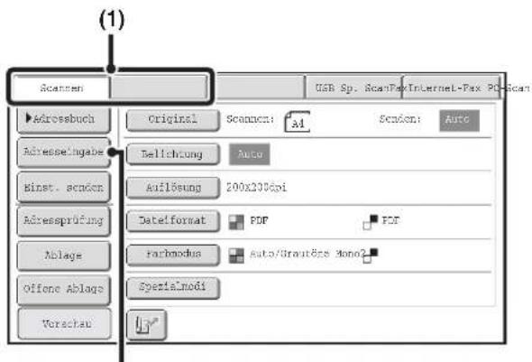 (1) Scanmen USB Sp. ScanPax Internet-Pax PD-Scan Adrossbuch Original Scanmen: AI Session: Auto Adressingabe Wellichtung Auto Kinst. screen Auflösung 200x230dpi Adressprüfung Datelformat PDF PDF Ablage fachmodus Auto/Urautöre Mono? Offone Ablage Spezialmodi Vorachau