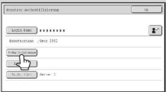 Benutzer-Authentifizierung Login Name Bebutszername : User 0002 4-Mail-Adrenze Access Auth. für: Server 2