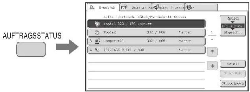 Auftragsstatus Kopiel 023 / 001 Kopieert Kopie2 022 / 000 Gatten 3 Computer01 022 / 000 Gatten 4 0212345678 001 / 000 Gatten Spulex Gobra Network Abgeschl. Detail Priorität Stopo/Lösech