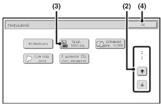 (3) Spozialmodi Probedruck Orig. Zahlung Dokument nom. Größe Flow Team Focus 8 Layouts für visitenwarter (2) (4) OK 2 2 ↑ ↓