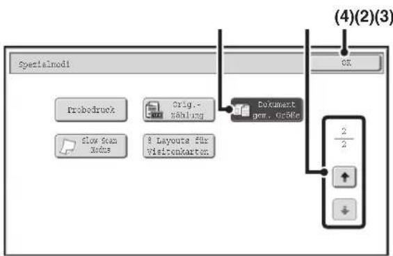 Specialmodi (4)(2)(3) OK Przedruck Orig. zählung Dokument gew. GröBe flow plan nodes 8 Layouts für Visirenkarten 2/2