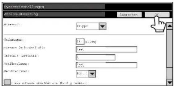 Systeminstellungen Address-steuernung Abrechen OK Address: #ngm# #chnummer: 15 (1-999) #disease (e-forderliche): test Initiate optional: C Telefonolame: test #e-terwerten: Fcn... These Address unpalen sie (%a) benaze: