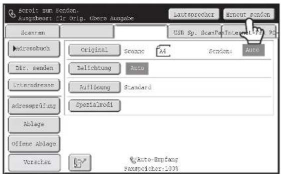 Schrift zum Scenden. Ausgesbeert für Orig. Obers Ausgabe Lautsprecher Erneut senden Scanen USB Sp. ScanPax Internet-FA. PG Addressbuch Original Scene A4 Scenden: Auto Dir. senden Belichtung Auto Interadresse Auflösung Standard adrossprüfung Sperjalmodi Ablage Offene Ablage Vorachau Auto-Empfang Faxspeicher:1003