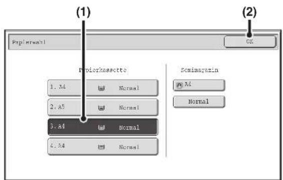 (1) Poplerwahl Poplerkassette 1. Ad Normal 2. A5 Normal 3. A4 Normal 2. Ad Normal (2) Semimagazin Ad Normal
