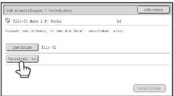 Job Einstellungen / Verschieben File-01 Name 1 F. Farbe Aufzahl des Ordinera, in den die Dete! verschoben wird: Dateinsso file-01 Verschieb. zu: Abbrechen Verschreiben