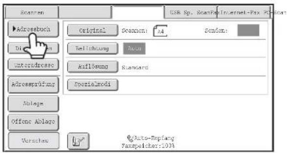 Scanen Adressbuch Di Unteradresse Adressprüfung Ablage Offone Ablage Verschau Original Scanen: 44 Reinigung Auto Auflösung Standard Spezialmodi Auto-Bepfang Faxspelcher:100% GSR Sp. ScanPax Internet-Psx P2-Scan