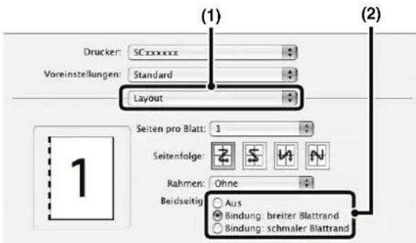 Drucker: SCxxxxxx Voreinstellungen: Standard Layout Seiten pro Blatt: 1 Seitenfolge: Rahmen: Ohne Beidseitig: Aus Bindung: breiter Blattrand Bindung: schmaler Blattrand