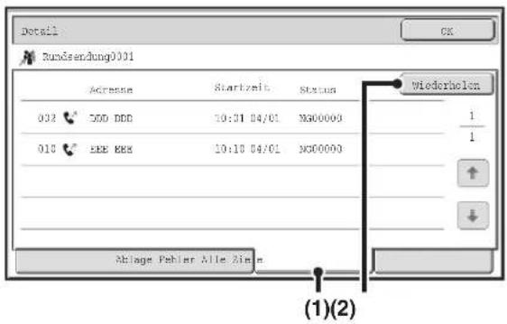 Detail Rundeendung0001 ACRESER Startzeit Status Wiederholen 033 550 DDD 10:31 04/01 NG00000 018 SEE SEE 10:10 04/01 NG00000 Ablage Pehler Alle Zin (1)(2)