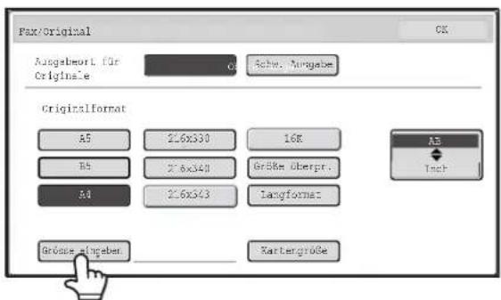 Pax/Original Ausgebort für Originaie C: Sche. Ausgabe Originalformat A5 2.6x330 16K A5 2.6x340 Größen Oberprt. A4 2.6x343 Langformat Grobe Singabe Xartengröße A3 Inch