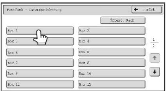 Postfach - Datenspeicherung Öffent. Fach Box 1 Box 2 Box 3 Box 4 1/2 Box 5 Box 6 Box 7 Box 8 Box 9 Box 10 Box 11 Box 12 Zurück