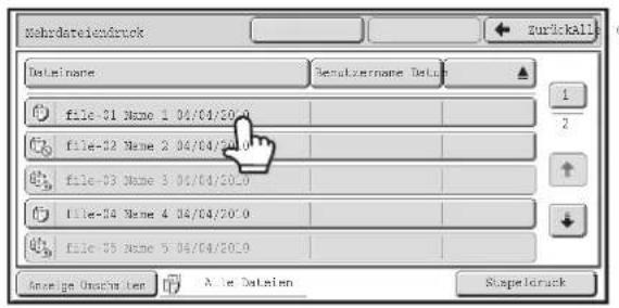 Mehrdateindruck Dateiname Seruksername Date file-01 Name 1 04/04/20.0 file-02 Name 2 04/04/20.0 file-03 Name 3 04/04/20.0 file-04 Name 4 04/04/20.0 file-05 Name 5 04/04/20.0 Anseige Anschränen A. le Daten ZurückAll 1 2 Anseige Anschränen A. le Daten Raspelruck