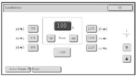 Zoomfaktor A1 5 70% B5 5 81% A4 5 86% Auto-Image XY-Zoom 100% Zoom 115% B5 A1 122% A5 A5 141% A5 A4 1/2 ↑ ↓