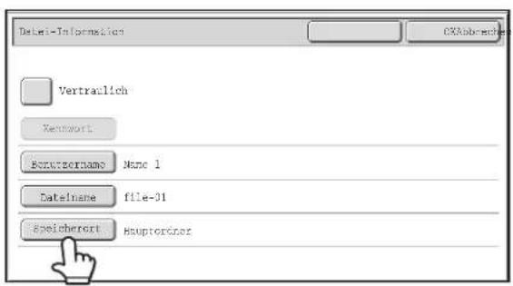 Delete-Information Vertracılıch Name 1 Benzorsername Name 1 Datelname file-31 Speicherort Hauptorenz